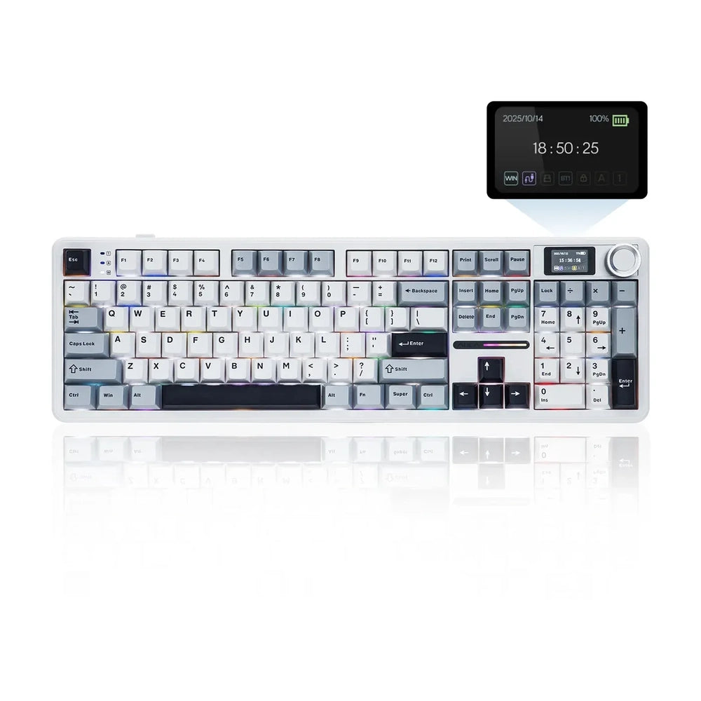 AULA F108 Pro 108-Key Tri-Mode Mechanical Gaming Keyboard Ice Blue Reaper Switch