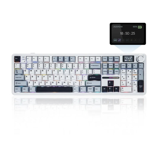 AULA F108 Pro 108-Key Tri-Mode Mechanical Gaming Keyboard Ice Blue Reaper Switch