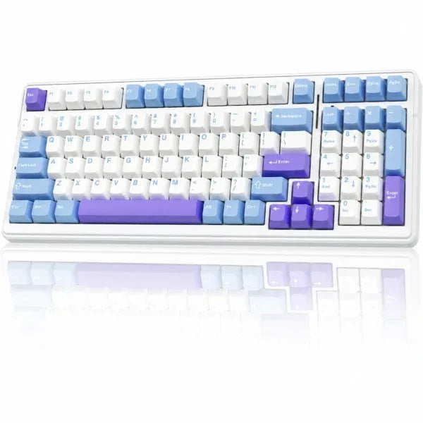 AULA F99 99-Key Tri-Mode Mechanical Gaming Keyboard Blue White Crescent Switch