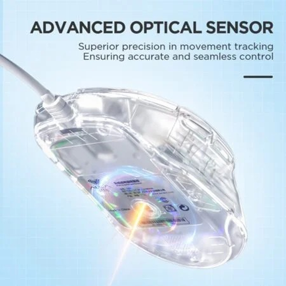 AULA S80 Transparent RGB Wired Gaming Mouse | White (S80)