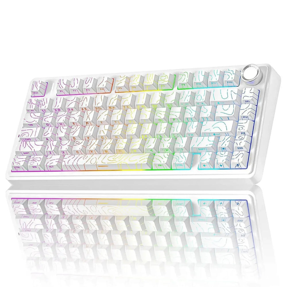 AULA F75 75% Tri-Mode Mechanical Gaming Keyboard White Contour Star Vector Switch
