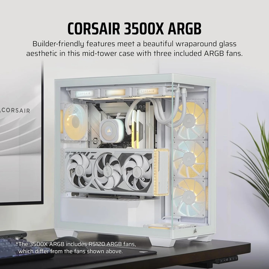 Corsair Chassis 3500X RGB Tempered Glass Mid-Tower, White