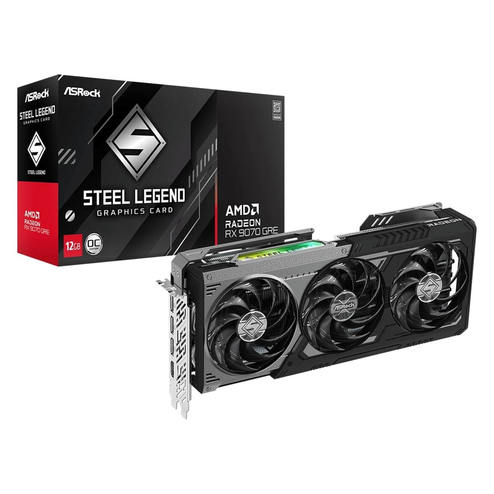 ASRock Radeon RX 9070 GRE Steel Legend Dark 12GB OC Graphics Card