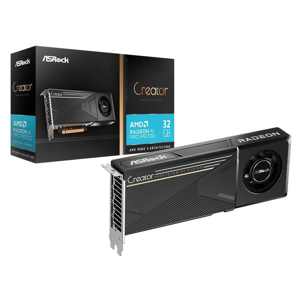 ASRock Radeon AI PRO R9700 Creator 32GB Professional Graphics Card