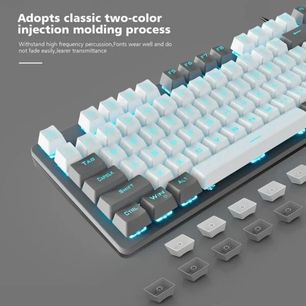 AULA F3287 TKL Wired Mechanical Gaming Keyboard | Grey White, Blue Switch (F3287GW)
