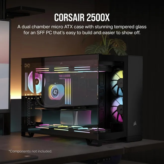 Corsair Chassis 2500X CC-9011265-WW Tempered Glass Mid-Tower, Black