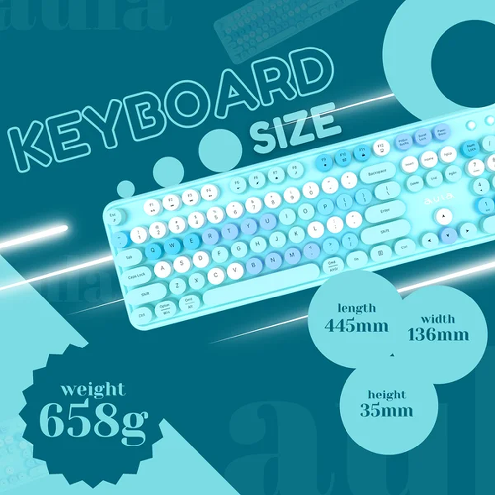 AULA AC306 Type2 Wireless Retro Keys Keyboard & Mouse Combo | Blue (AC306U2)