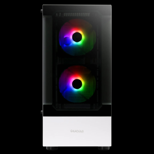 GAMDIAS TALOS E3 WH ARGB Mid Tower PC Case (White, Tempered Glass Front & Side, 3×120mm ARGB Fans, ATX Support, 360mm Radiator)
