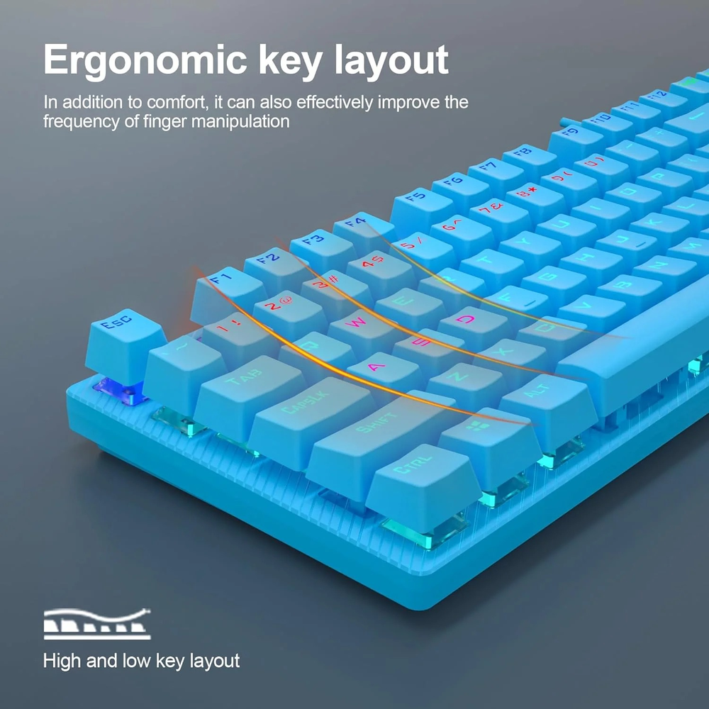 AULA S2022U Full Size Wired Mechanical Gaming Keyboard | Blue, Blue Switch (S2022U)