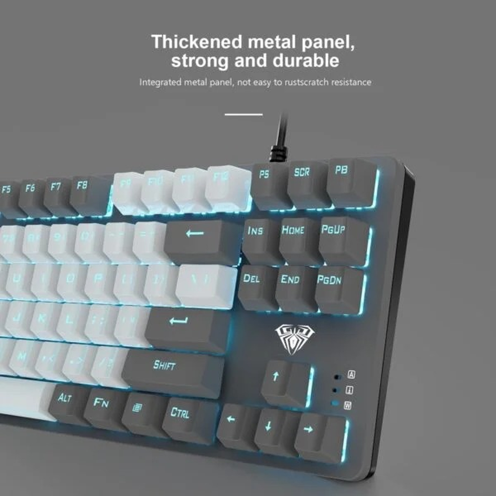 AULA F3287 TKL Wired Mechanical Gaming Keyboard | Grey White, Blue Switch (F3287GW)
