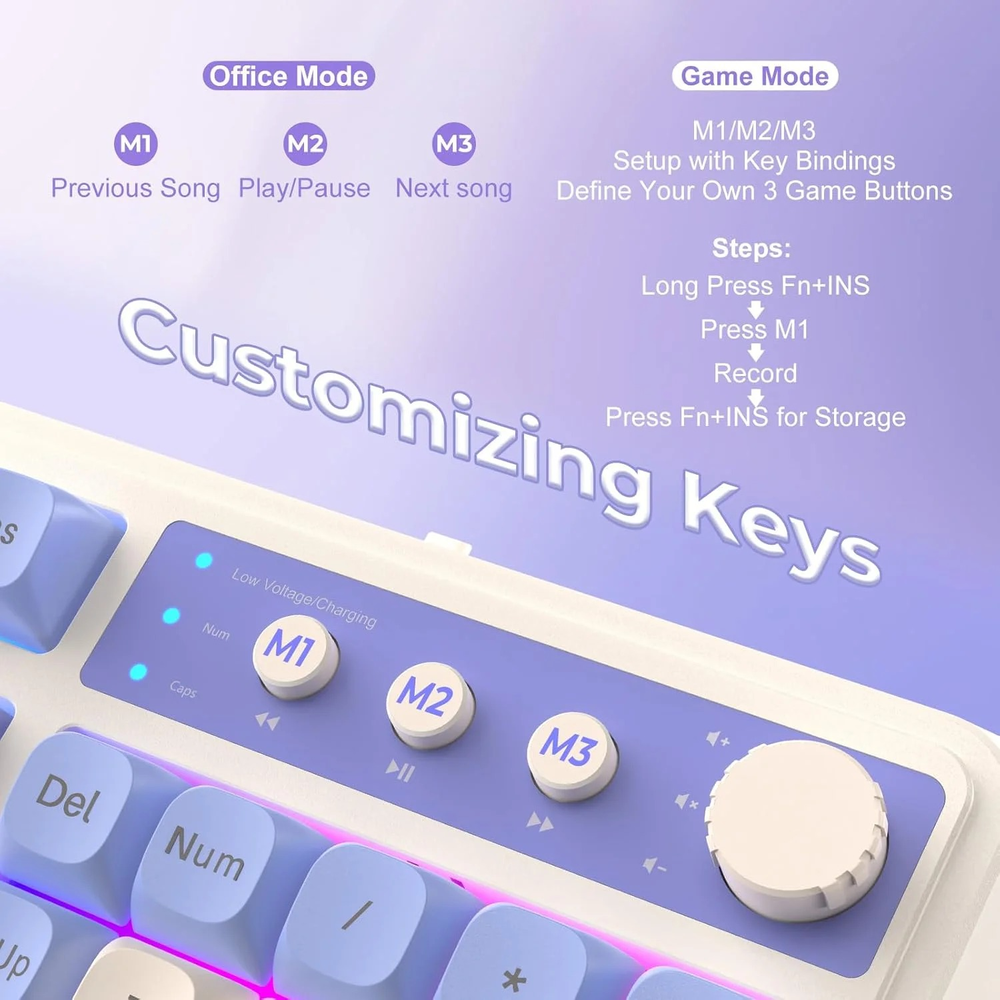 AULA S99 96% Tri-Mode Wireless Membrane Gaming Keyboard | Blue White (S99UW)
