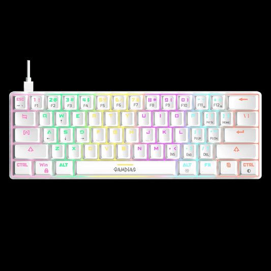 GAMDIAS HERMES E4 3-in-1 White Gaming Combo (60% RGB Mechanical Keyboard, 12800 DPI RGB Mouse, Extended Non-Slip Mouse Pad)