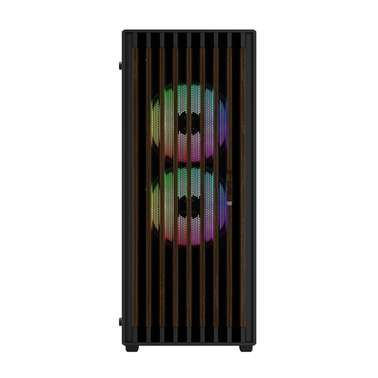 GAMDIAS AURA GC4 Elite ARGB ATX Mid Tower Gaming Case (Real Walnut Mesh Front, Black)