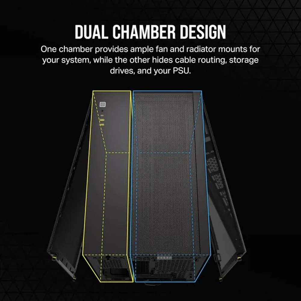 Corsair Chassis 2500X CC-9011265-WW Tempered Glass Mid-Tower, Black