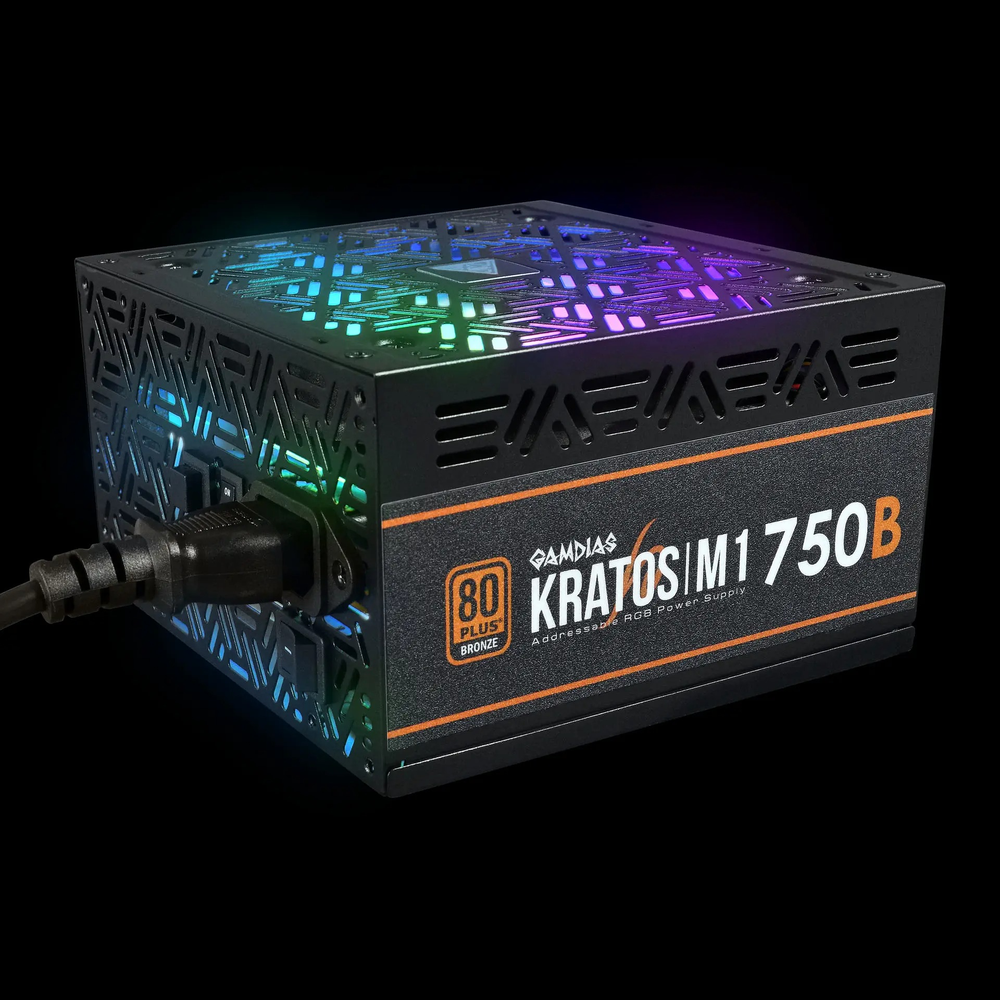 GAMDIAS KRATOS M1-750B 750W 80+ Bronze ARGB Non-Modular ATX Power Supply (Ultra-Silent Fan, Neon-Flex ARGB, 4x PCIe)