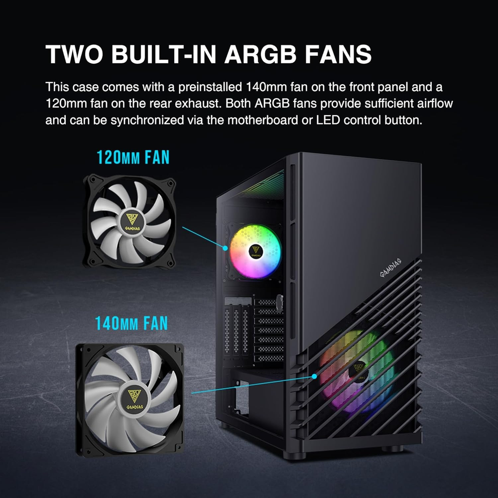 GAMDIAS Argus M4 ARGB ATX Mid Tower Gaming Case (Black)