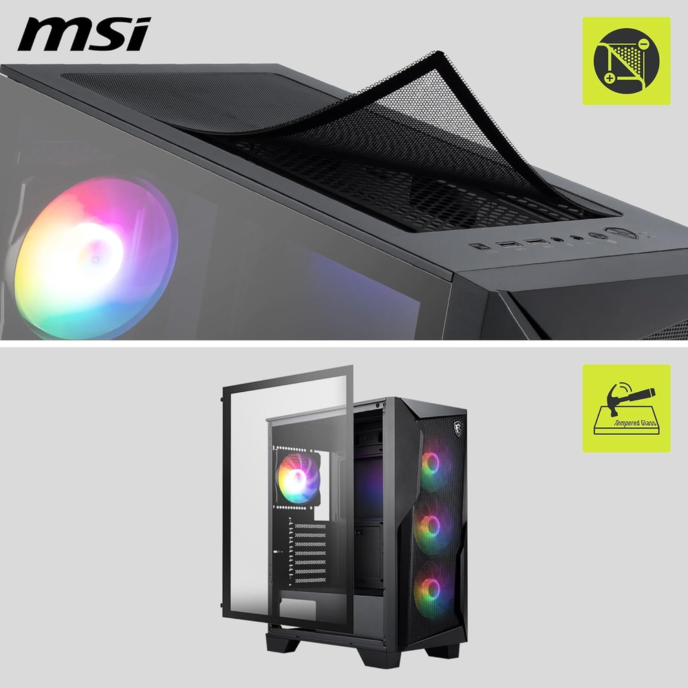 MSI MAG FORGE 130A AIRFLOW Auto RGB ATX Mid Tower PC Case