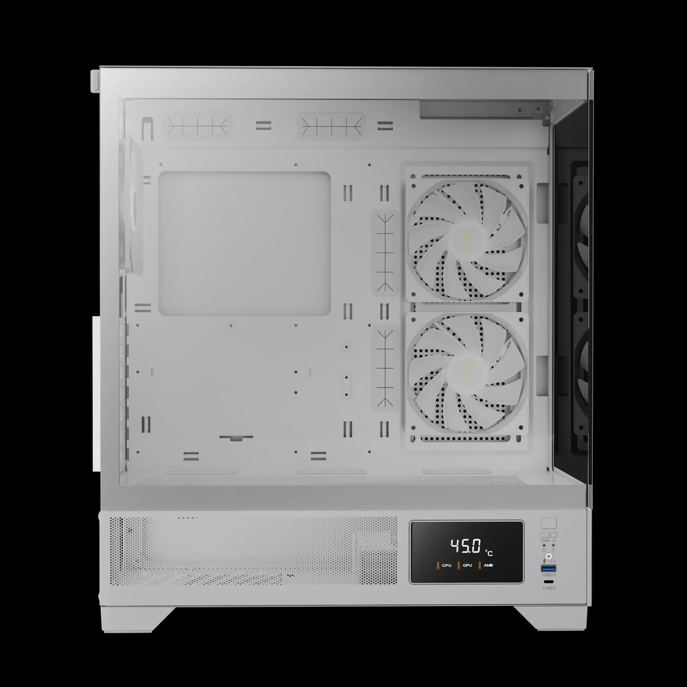 GAMDIAS ATLAS M1 WH ATX Mid Tower ARGB Gaming Case (White, Built-in Display, 3x120mm ARGB Fans, Tempered Glass)