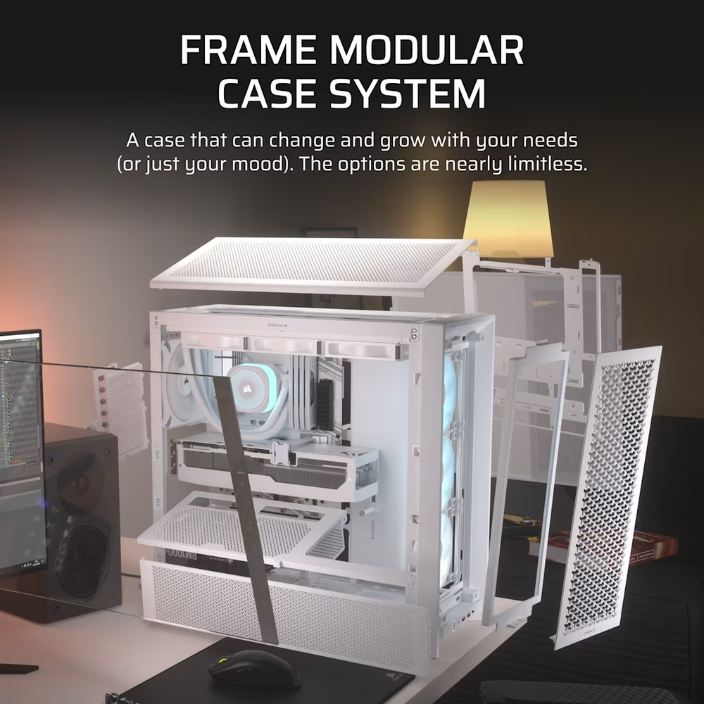 CORSAIR FRAME 4000D RS ARGB Modular Mid-Tower PC Case, White