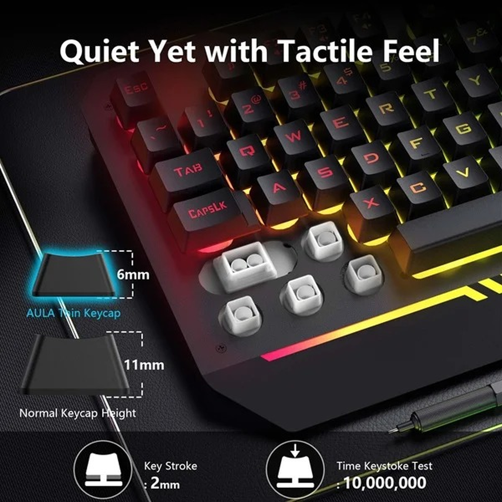 AULA T102 RGB Wired Gaming Keyboard & Mouse Combo | Black Panel, Black Keycaps (T102TB)