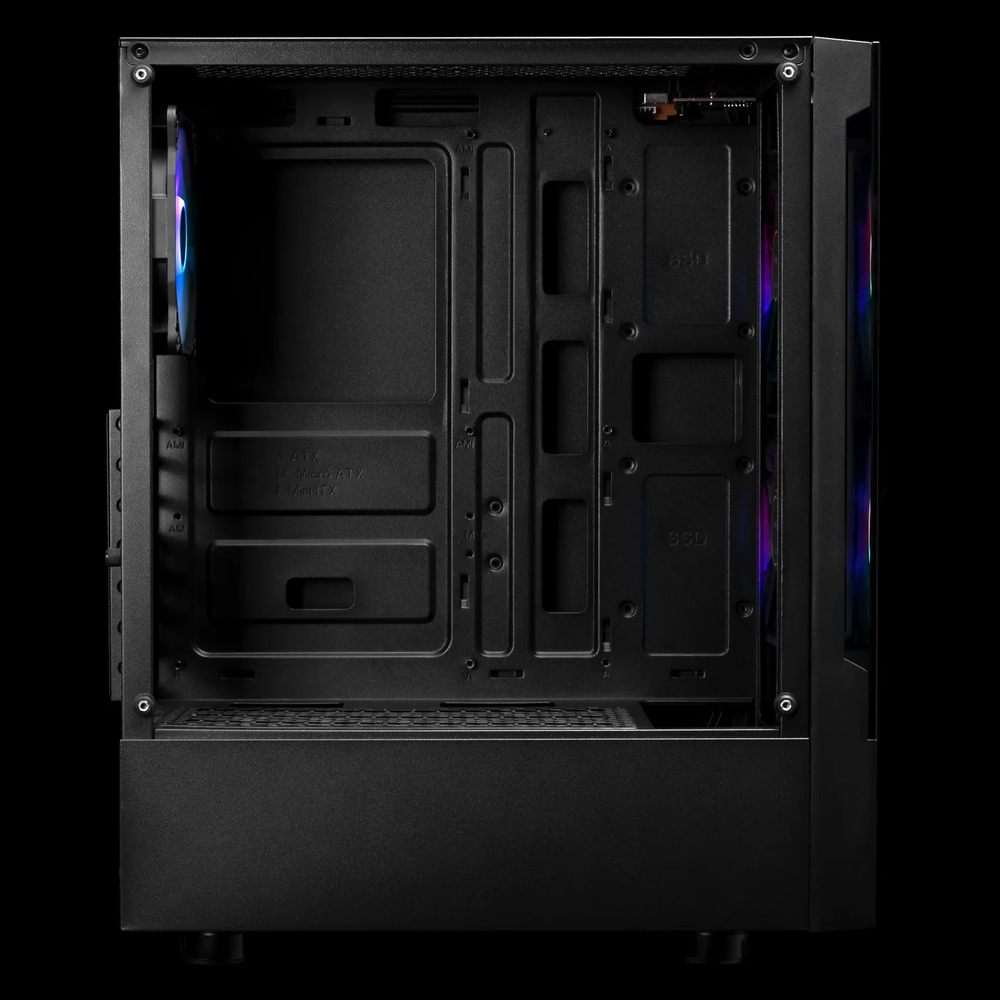 GAMDIAS TALOS E3 ARGB Mid Tower PC Case (Black, Tempered Glass, 3×120mm ARGB Fans, ATX Support, 360mm Radiator, Magnetic Dust Filter)