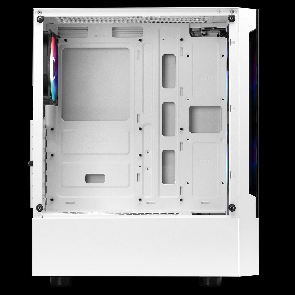 GAMDIAS TALOS E3 WH ARGB Mid Tower PC Case (White, Tempered Glass Front & Side, 3×120mm ARGB Fans, ATX Support, 360mm Radiator)