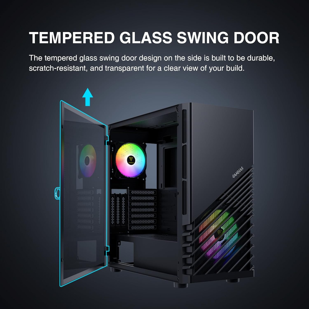 GAMDIAS Argus M4 ARGB ATX Mid Tower Gaming Case (Black)
