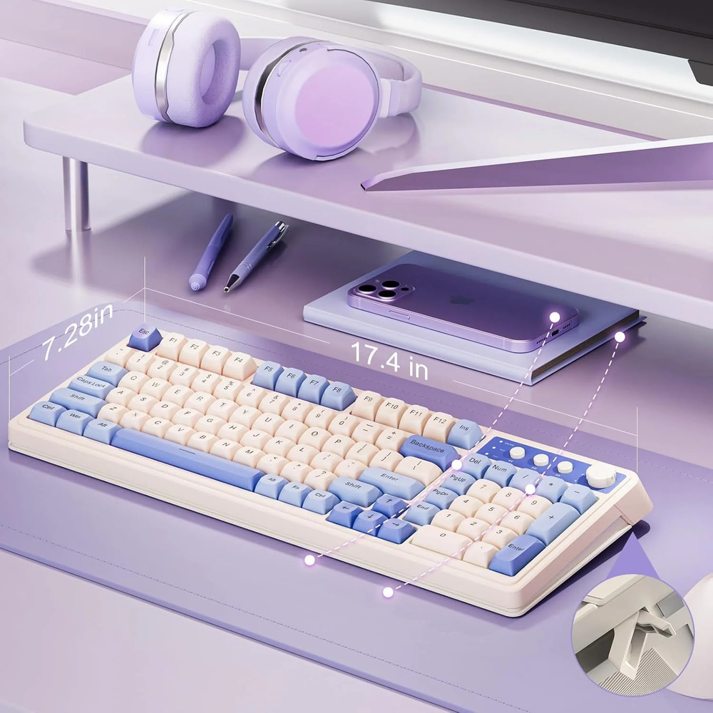 AULA S99 96% Tri-Mode Wireless Membrane Gaming Keyboard | Blue White (S99UW)