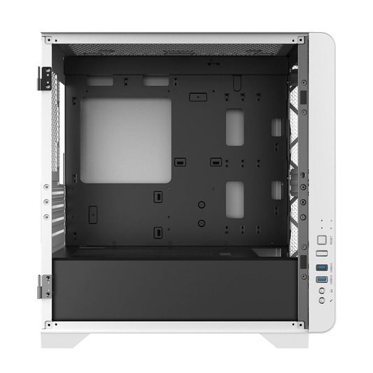 GAMDIAS MARS E2 White Micro-ATX Mini Tower PC Case (Hinged Tempered Glass, Snowy Metal Exterior, Up to 280mm Radiator, 5x Fan Support)