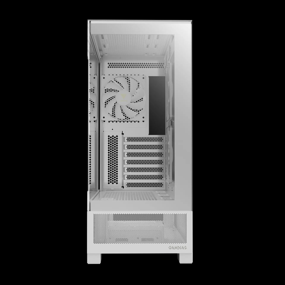 GAMDIAS ATLAS M1 WH ATX Mid Tower ARGB Gaming Case (White, Built-in Display, 3x120mm ARGB Fans, Tempered Glass)