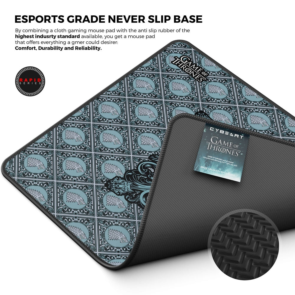 Cybeart | House Stark Gaming Mouse Pad  | Waterproof, Never Slip Base, Stitched Edges, Esports Grade