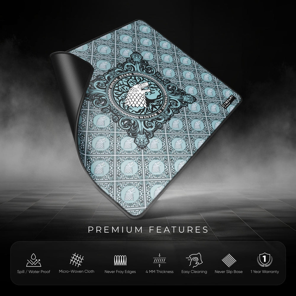 Cybeart | House Stark Gaming Mouse Pad  | Waterproof, Never Slip Base, Stitched Edges, Esports Grade