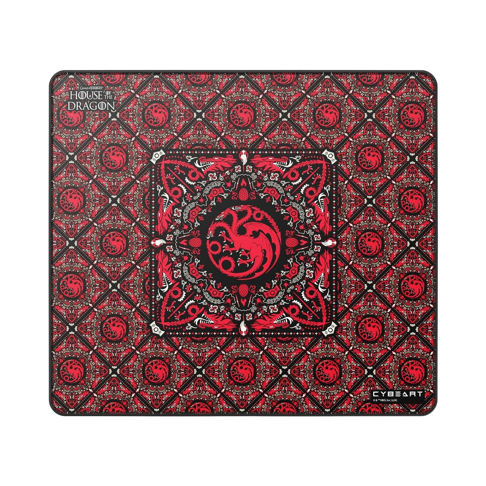 Cybeart | House Targaryen Gaming Desk Mat | Waterproof, Never Slip Base, Stitched Edges, Esports Grade