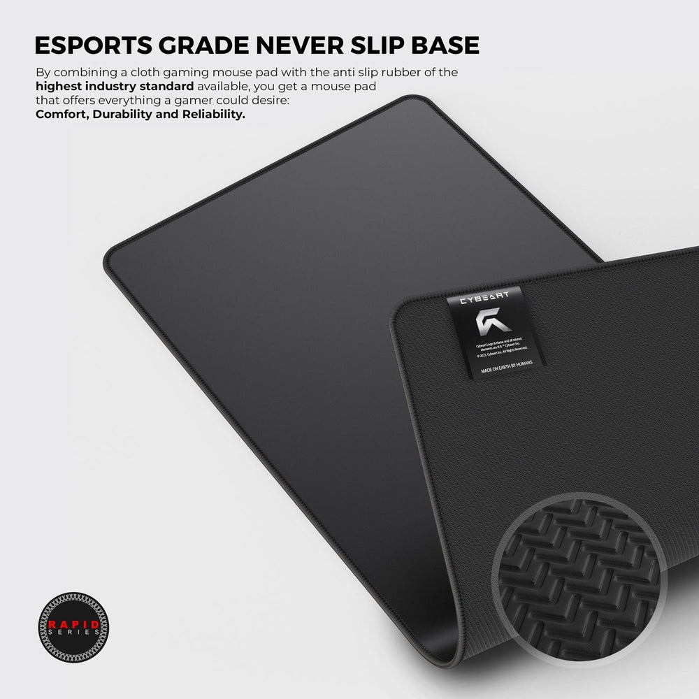 Cybeart | Ghost (Black) Gaming Desk Mat  | Waterproof, Never Slip Base, Stitched Edges, Esports Grade